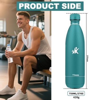 Nerezová fľaša na vodu - 750 ml - termoska, bez BPA, nepriepustná, prenosná, kovová fľaša na vodu,