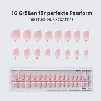 BTArtbox Biele francúzske tipy na nechty, extra krátke štvorcové, ružové 8 ml (balenie po 20 ks)