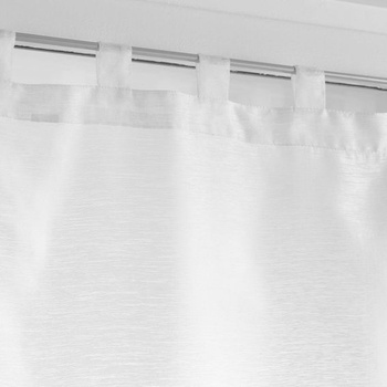 Douceur d'Intérieur, závěs s bambulkami Lissea, polyester, písková barva, 2 kusy, bílá, 45 x 120 cm