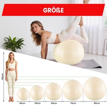 Ultrasport Pilates lopta 55 cm Joga Fitness I Softbal do 300 kg Protišmykový Anti-Burst I Fitball