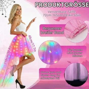 Tylová sukně Hifot pro ženy s LED světly, vysoká/nízká baletní sukně pro dospělé, na Halloween,