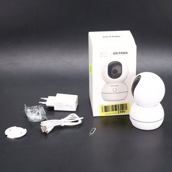 GRIFEMA 360 ° vnútorná WiFi bezpečnostná kamera, 1080P (3MP) s nočným videním 10 m, detekciou