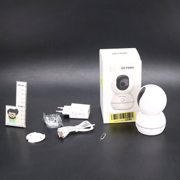 GRIFEMA 360 ° vnútorná WiFi bezpečnostná kamera, 1080P (3MP) s nočným videním 10 m, detekciou