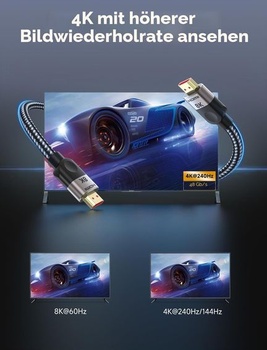 Southlight 10K 8K HDMI 2.1 kábel 1 meter, 48 Gbps ultra vysokorýchlostný 1 meter šedý