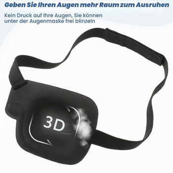Larrel 2dílná 3D oční náplast, nastavitelná oční maska 9,7 x 7,9 cm se zapínáním na suchý zip,