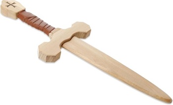 Templárska dýka BestSaller 1014, breza, s hnedým koženým poťahom, 40 cm (1 kus)