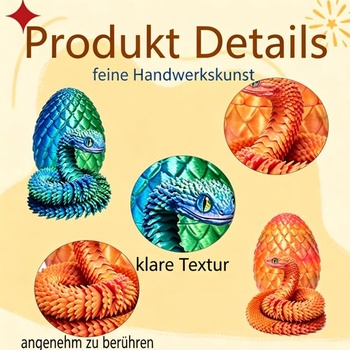 2 x 3D had vo vajci, fantasy dekorácia na stôl, sada hadov vo vajci 30 cm v zelenej a červenej farbe,