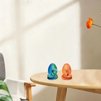 2 x 3D had vo vajci, fantasy dekorácia na stôl, sada hadov vo vajci 30 cm v zelenej a červenej farbe,