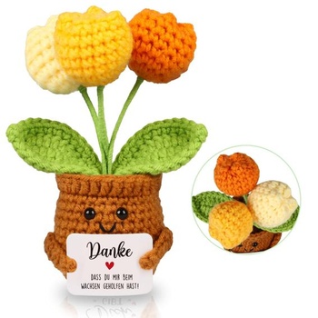 Malý darček s poďakovaním, háčkovaný kvetinový tulipán, pre ženy, priateľov, kolegov, rozlúčku,