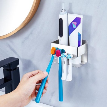 Nástenný držiak na zubnú kefku, držiak na elektrickú zubnú kefku, úložný priestor pre hlavice