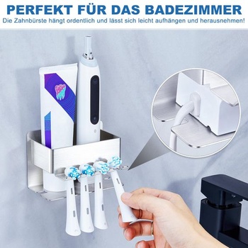 Nástenný držiak na zubnú kefku, držiak na elektrickú zubnú kefku, úložný priestor pre hlavice