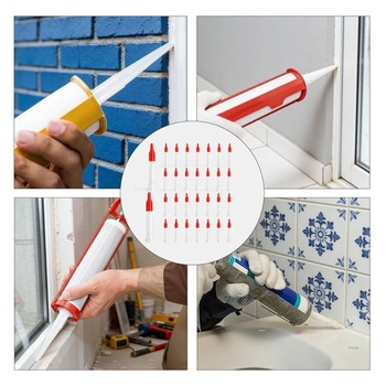 60 kusů průhledných silikonových hrotů do kartuší, náhradní hroty pro silikonový tmel, těsnicí