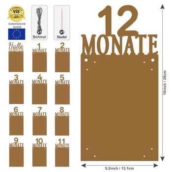 Banner na girlande/narodeninovú dekoráciu k 1. narodeninám - 12 papierových kartičiek z kraftu pre