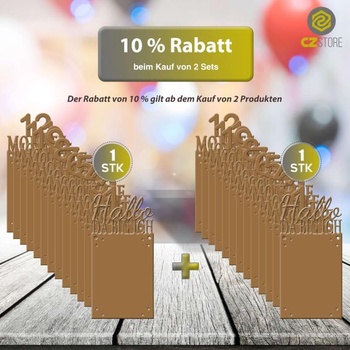 Banner na girlande/narodeninovú dekoráciu k 1. narodeninám - 12 papierových kartičiek z kraftu pre