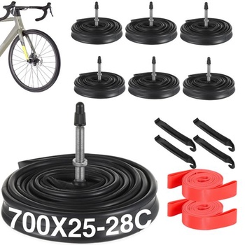 Duša na bicykel yeesport 6X 28 palcov, duša na cestný bicykel 700x25-28C, 48 mm, objem 22,5 mm
