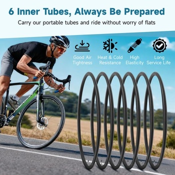 Duša na bicykel yeesport 6X 28 palcov, duša na cestný bicykel 700x25-28C, 48 mm, objem 22,5 mm