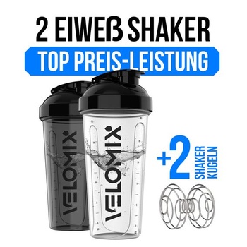 VELOMIX 2 balenia 828ml proteínový koktail Shaker, čierna/priehľadná A1) Čierna / priehľadná