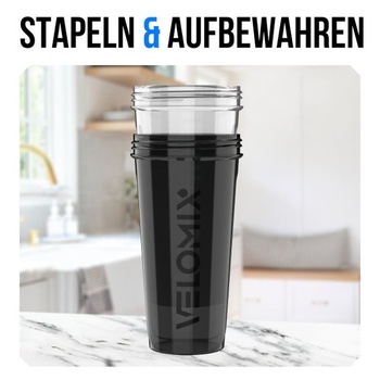 VELOMIX 2 balenia 828ml proteínový koktail Shaker, čierna/priehľadná A1) Čierna / priehľadná