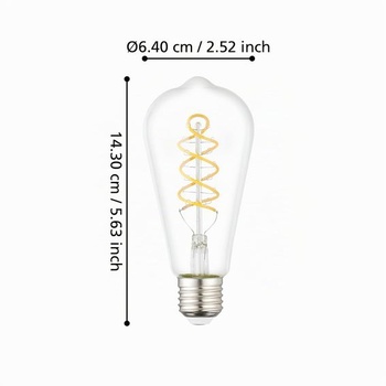 EGLO E27 LED žiarovka, špirálová, vysoký svetelný tok, ST64