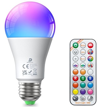 Žárovka DUSKTEC E27 RGB s dálkovým ovládáním, 12W 1300LM…