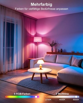Žárovka DUSKTEC E27 RGB s dálkovým ovládáním, 12W 1300LM LED žárovka, 1 kus