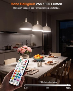 Žárovka DUSKTEC E27 RGB s dálkovým ovládáním, 12W 1300LM LED žárovka, 1 kus