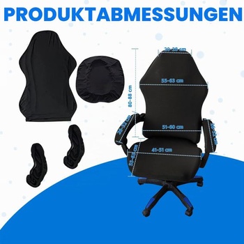 Poťah na hernú stoličku, 4 kusy poťahov na stoličky, vysoko kvalitné, elastické, prateľné poťahy na stoličky