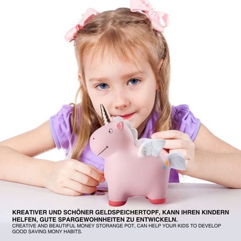 GOODS+GADGETS® Pokladnička s jednorožcom 10 cm - keramická, zapisovateľná