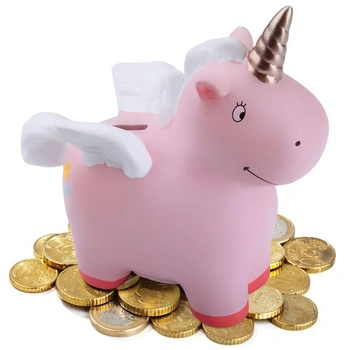GOODS+GADGETS® Pokladnička s jednorožcem 10 cm - keramická, zapisovatelná