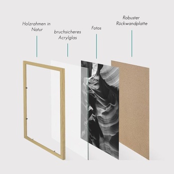 VUVUZULA fotorámiky 15x20cm drevené rámy sada 3 dubových fotorámikov MDF rámy prírodné béžové