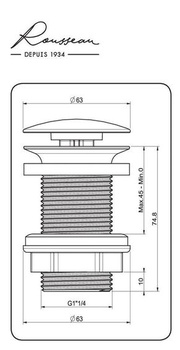 Odtoková armatura Edouard Rousseau pro umyvadla s volně tekoucím mechanismem, průměr 63 mm,