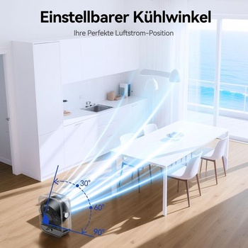 KIMMOO USB dobíjací stolný ventilátor, tichý stolný ventilátor s turbo prúdením vzduchu, 100