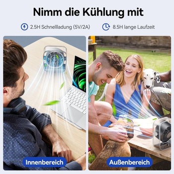 KIMMOO USB dobíjací stolný ventilátor, tichý stolný ventilátor s turbo prúdením vzduchu, 100