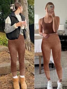 Dámske bezšvíkové strečové legíny hnedé veľ. S
