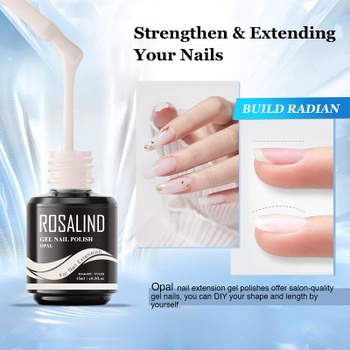 ROSALIND builder gél na gélové nechty, mliečne biely 15 ml builder gél na posilnenie nechtov, gél na