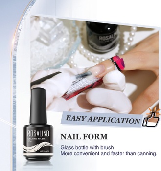 ROSALIND builder gél na gélové nechty, mliečne biely 15 ml builder gél na posilnenie nechtov, gél na