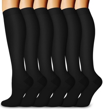 6 párov kompresných pančúch pre ženy a mužov, podporné pančuchy po kolená, veľkosti L-XL, 6101 -