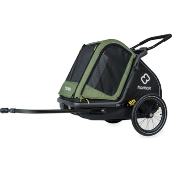 Vozík za bicykel pre psov, nosnosť do 35 kg, odpružený, zeleno/čierny