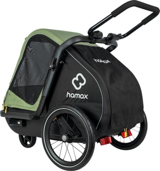 Vozík za bicykel pre psov, nosnosť do 35 kg, odpružený, zeleno/čierny