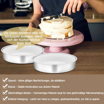 HaWare pekáč, guľatá forma na tortu z nerezovej ocele, sada 2 kusov, forma na pečenie torty s priemerom