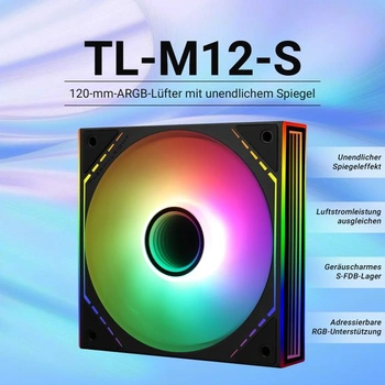 Ventilátor pro CPU THERMALRIGHT TL-M12-S 120 mm ARGB, otáčky 1500 ot./min, černý, tichý 4pinový PWM