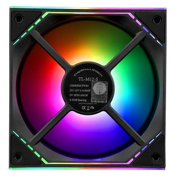 Ventilátor pro CPU THERMALRIGHT TL-M12-S 120 mm ARGB, otáčky 1500 ot./min, černý, tichý 4pinový PWM
