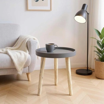 Spetebo Dekoratívny drevený stôl 36x30 cm - šedý - Malý odkladací stolík Konferenčný stolík Pohovka