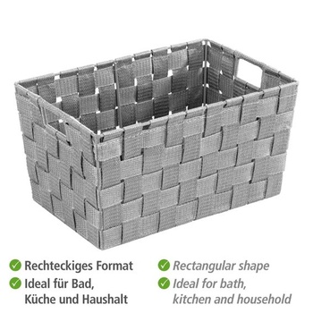 WENKO Adria S sivý úložný kôš - Kúpeľňový kôš, Kuchynský kôš objem: 6,24 l, Polypropylén, 30 x 15