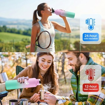 1l vákuovo izolovaná fľaša, nerezová fľaša na pitie bez BPA, otváranie jednou rukou, nepriepustná,