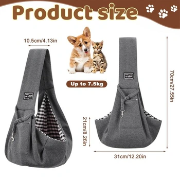 Oboustranná přepravní taška pro psy pro malá štěňata do 7,5 kg (tmavě šedá)