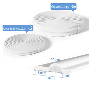 Tesnenie okien BKSAI, tesniaca páska proti prievanu, pre medzery 2-7,5 mm, tesnenie dverí, samolepiace