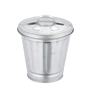 Stříbrný pozinkovaný mini odpadkový koš s víkem, malé…