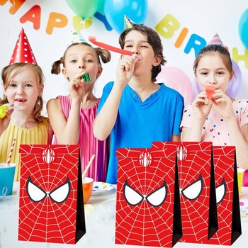 Darčekové tašky Spider pre detské narodeninové oslavy, 12 papierových sáčkov na cukríky s 12