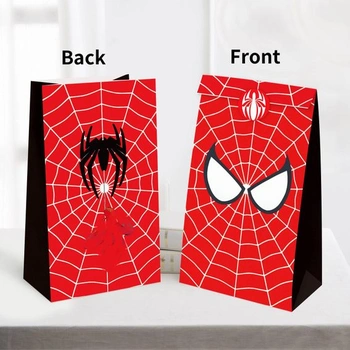 Dárkové tašky Spider pro dětské narozeninové oslavy, 12 papírových sáčků na bonbóny s 12